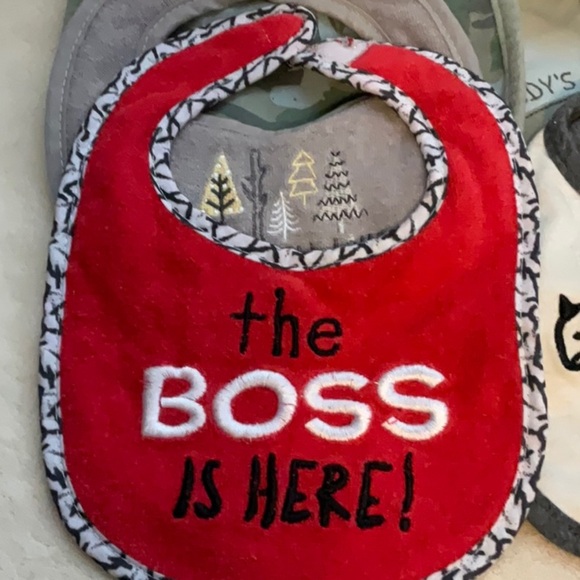 Mighty Cute Baby Bibs Set - Red, Gray, Brown - Picture 2 of 11